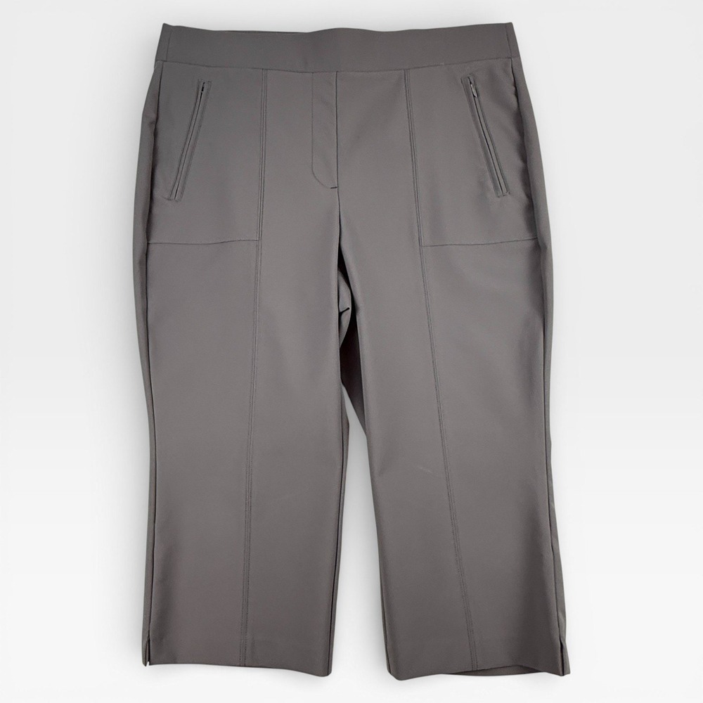 Lane Bryant Stretch Capri Pants Womens 16 Gray Seamed Zipper Pockets Casual - Picture 2 of 9